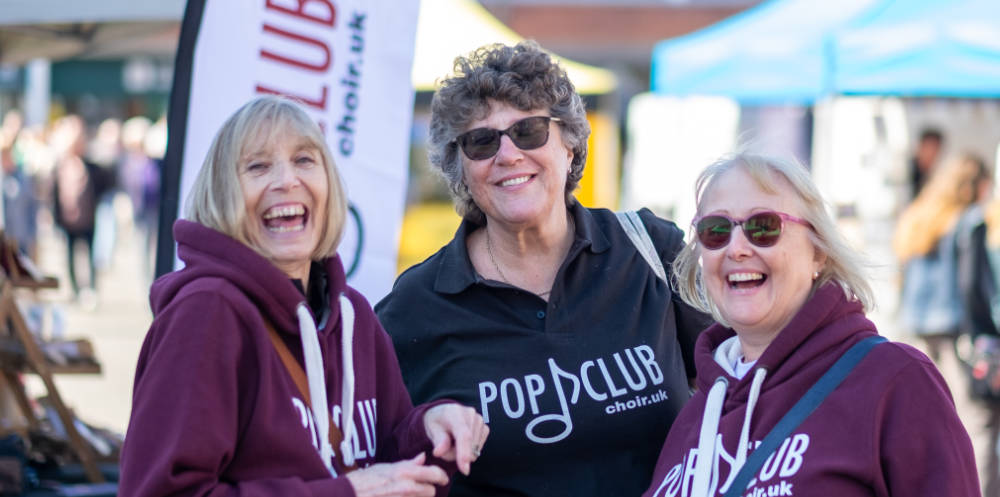 Choir members having fun