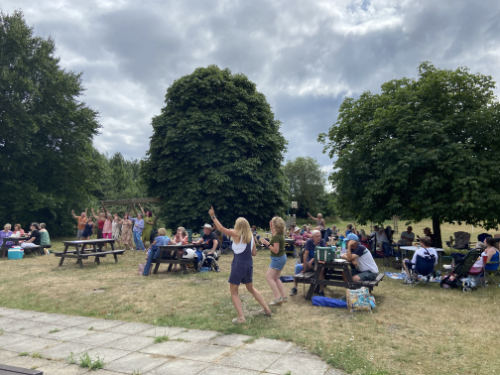 Picnic on the grass in summer